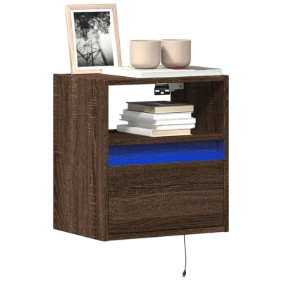 Afbeelding van Tv wandmeubel met LED verlichting 41x31x45 cm bruin eikenkleur