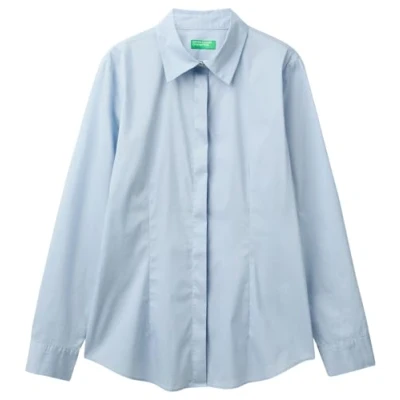 Afbeelding van Benetton dames Blouse met stretch in de kleur Lichtblauw, maat: XL