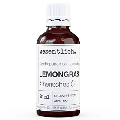Afbeelding van Lemongrass olie pure essentiële van wesentlich. 100% natuurlijk uit het glazen flesje (5ml)