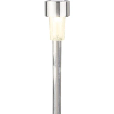 Afbeelding van 6x Buitenlampen/tuinlampen 36 cm RVS zilver op steker warm wit Prikspotjes