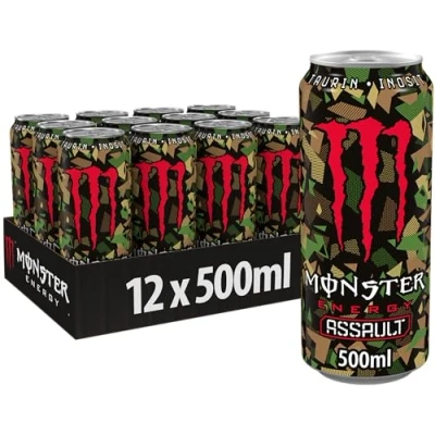 Afbeelding van Monster Energy Assault verfrissende energiedrank met 160 mg cafeïne in praktische wegwerpblikjes (12 x 500 ml)