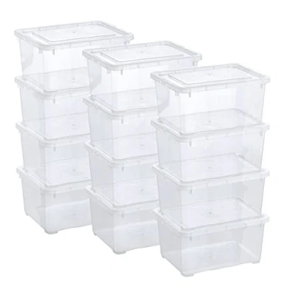 Afbeelding van Grizzly kleine organisatiedozen 12 x 1,7 L met transparant deksel transparante boxen stapelbaar ventilatie