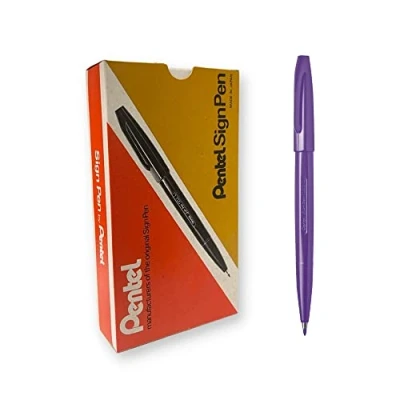 Afbeelding van Pentel S520 V Sign Pen Vezelpen, 0,8 mm lijndikte, paars, 12 stuks