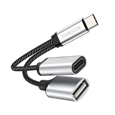 Afbeelding van USB C stekker naar aansluiting, adapter met opladen, OTG 2.0 splitter compatibel Chromecast Google TV/Samsung S22 S21 S20 + Ultra/Google Pixel 5 4 XL 3