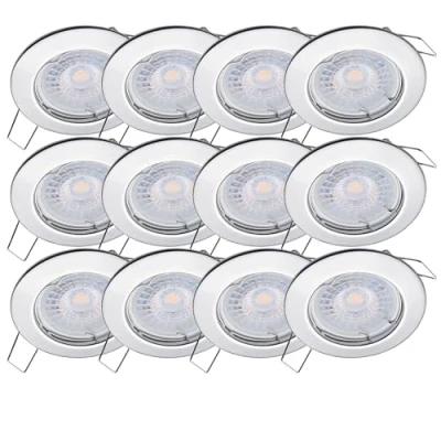 Afbeelding van Oktaplex Lighting Set van 12 LED spots Sedan met module 4,8W 3000K 230V 380lm warm wit 110 inbouwspot chroom gatgrootte 60mm