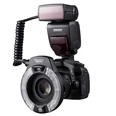 Afbeelding van YONGNUO YN14EX II Macro Ring Flash voor Canon DSLR camera&#039;s, met adapterringen en kleurtemperatuurfilters, Hot Shoe Mount, ondersteuning M, TTL