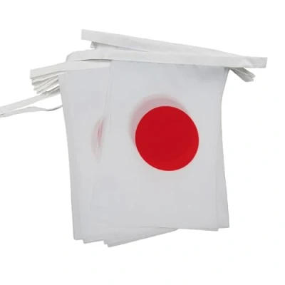 Afbeelding van Japan 6 meter BUNTING Vlag 20 vlaggen 9&#039;&#039; x 6&#039;&#039;&#039; Japanse STRING 15 21 cm AZ FLAG