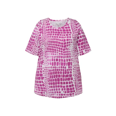 Afbeelding van Ulla Popken Snake Short Sleeve Tshirt print, Dames, Maat: 42/44, Magenta