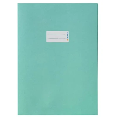 Afbeelding van HERMA 5527 kaft A4 papier turquoise, 10 stuks, boekhoezen met tekstveld van extreem krachtig &amp; rijke kleuren, set voor schoolschriften, gekleurd