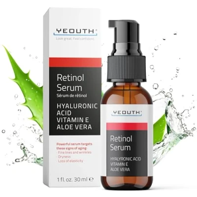 Afbeelding van YEOUTH Retinol Serum met Hyaluronzuur, Perfecte Combo Vitamin C Serum, Berder dan the Ordinary Gezichtsserum! Doelen Rimpels, Fijne Lijntjes, Acne, Donkere Vlekken 1oz