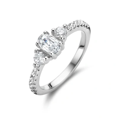 Afbeelding van Gerhodineerd Zilver Ring Trilogie Met Zirkonia 1336076