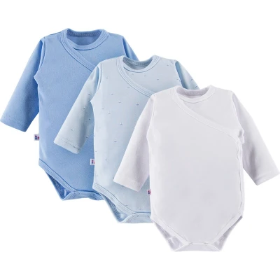 Afbeelding van Eevi Rompertjes Basic Blauw Set van 3 Maat 56 0 t/m 2 maanden