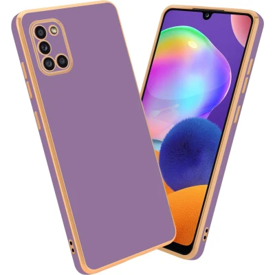 Afbeelding van Cadorabo Hoesje geschikt voor Samsung Galaxy A31 in Glossy Paars Goud Beschermhoes Case Cover van flexibel TPU silicone en met camerabescherming