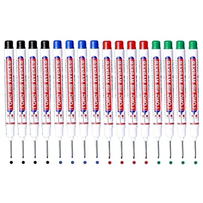 Afbeelding van BetterJonny 16 stuks markeerstiften met diep gat, 20 mm lange kop markeerstift markeergereedschap voor architect timmerman, permanente markering van moeilijk bereikbare plaatsen, 4