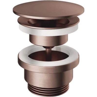 Afbeelding van HotBath Pal always open plug met schroef rond koper Geborsteld