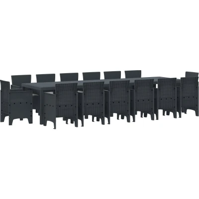 Afbeelding van vidaXL Tuin Eettafel Set 15 pcs Antraciet Polt riet
