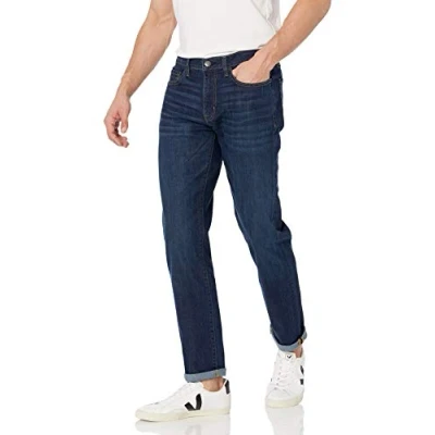 Afbeelding van Amazon Essentials Men&#039;s Hoge spijkerbroek met stretch en slanke pasvorm, Donkere wassing, 32W / 32L
