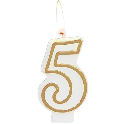 Afbeelding van Folat Kaars cijfer 5 simply chique gold 9 cm