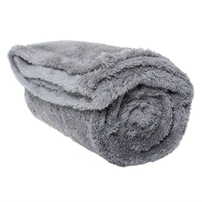 Afbeelding van Pet wiz Fluffy Fleece Deken Zachte &amp; Warme Gooi voor Honden Katten Grijs, Medium (80x100cm)