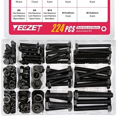 Afbeelding van YEEZET 56 Set M6 M8 M10 Heavy Duty Bouten en Moeren Assortiment Kit Legering Staal Grade 8.8 Inclusief 8 Meest voorkomende Maten