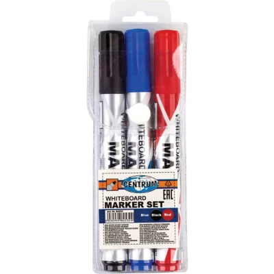 Afbeelding van Whiteboard Stiften Kleuren 3 Pack dikke punt Markers Zwart Blauw Rood