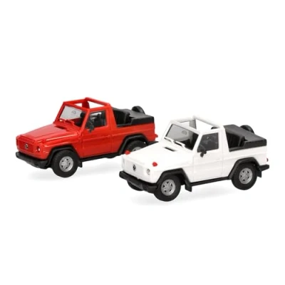 Afbeelding van Herpa 012744 H0 Auto Puch G klasse (W460) Cabrio, wit en rood