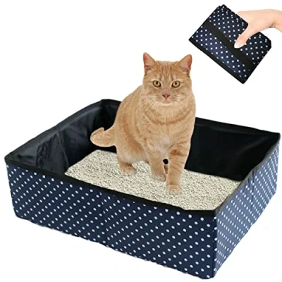 Afbeelding van Kattentoilet, opvouwbaar, draagbaar, voor kitten, waterdicht, eenvoudig te reinigen, nuttig kattentoilet huisdieren, reizen, outdoor, camping, thuisgebruik, blauw