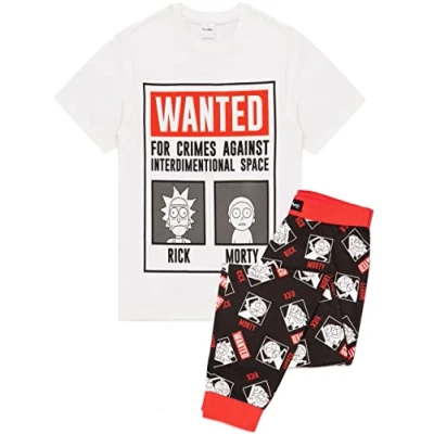 Afbeelding van Rick en Morty Gezocht Mannen Pyjama Poster T shirt Lounge Pant XL