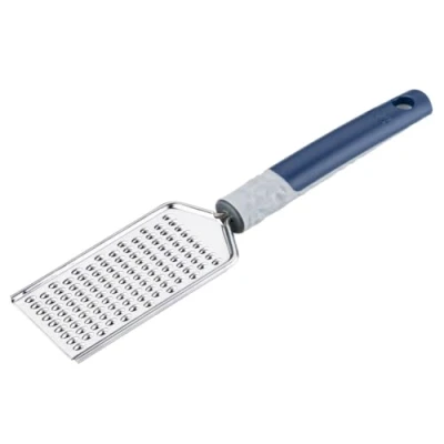 Afbeelding van Tasty Handrasp Ideaal voor het raspen van groenten, chocolade en meer Hoogwaardig roestvrij staal Eenvoudige bediening grijs/blauw/zilver, 25 x 5,7 cm