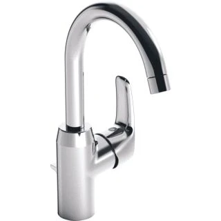 Afbeelding van Hansa pinto 1 gats wastafelkraan met 120 draaibare uitloop 14 8cm waste chroom 45102283