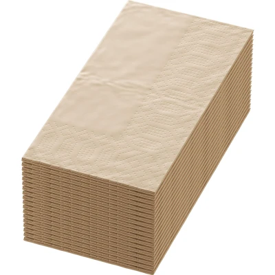 Afbeelding van 1200x Duni Servetten tissue 33cm 2 laags natuurlijk bruin 1/8 vouw