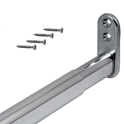 Afbeelding van Gedotec garderobestang 40 60 cm zilver gepolijst chroom OVAL TELEMAGIC 1 set telescopische stang uitschuifbaar 400 600 mm 22 x 15 staal flexibele