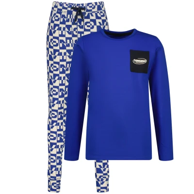 Afbeelding van Vingino pyjama Wopi met all over print kobaltblauw/wit