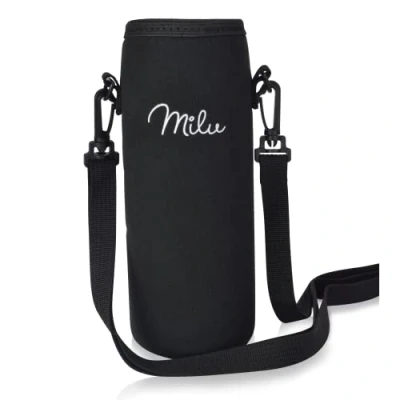 Afbeelding van Milu Neopreen tas voor roestvrij stalen drinkplatte 350 ml, 500 750 1000 ml reserveonderdeel isoleerfles onderweg met draaglus (750 ml)