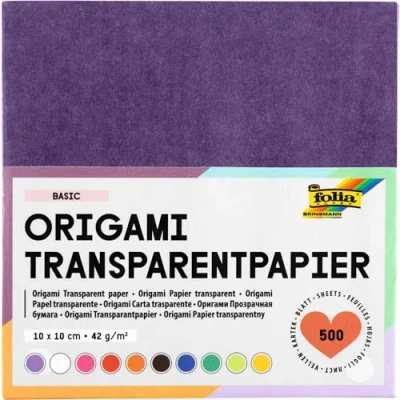 Afbeelding van folia 825/1010 transparant papier vouwbladen, 10 x cm, 500 vellen, 42 g/m², gesorteerd in kleuren ideaal voor prachtige vouwfiguren en vormen