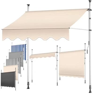 Afbeelding van KESSER® Zonnescherm Luifel handmatig uitschuifbaar 200cm Zonneluifel UV Bescherming Zonwering Klemluifel voor Buiten, Terras, Balkon, Tuin in hoogte verstelbaar zonder boren, Beige