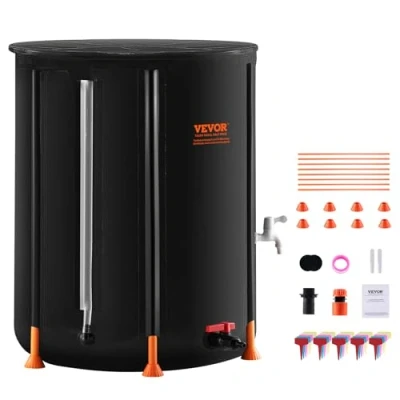 Afbeelding van VEVOR Opvouwbare regenton, 66 gallon/250 l draagbaar regenwateropvangvat, PVC regenwateropvangsysteem met tappen en overloopkit, watervat voor tuinwatervanger