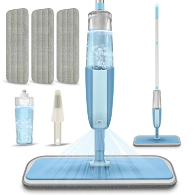 Afbeelding van Dweil met sproeifunctie, sproeimop, 360 graden roterende vloermop 3 microvezelpads voor alle vloeren