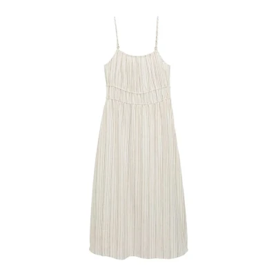 Afbeelding van TOM Tailor Denim Jurk, Dames, Maat: XL, White olive vertical stripe