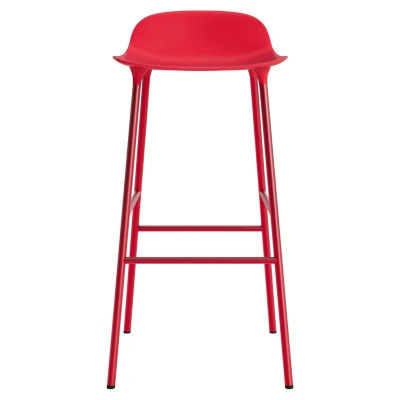 Afbeelding van Normann Copenhagen Form Barstool Barkruk 75 Cm Met Stalen Onderstel Felrood