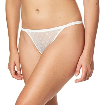 Afbeelding van DKNY Intimates Monogram Thong String, Dames, Maat: Small, Poplin white