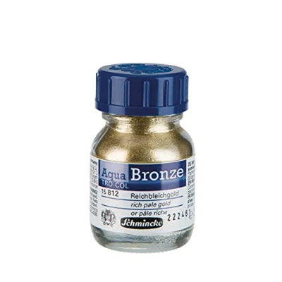 Afbeelding van Schmincke Aqua Bronze, rijk bleek goud, 20 ml, 15 812 032, glanzende metallic effecten op gouache en aquarel schilderijen, papier, karton, schilderkarton, canvas
