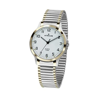Afbeelding van ATRIUM Horloge Dames Zilver &amp; Goud Analoog 5 bar Waterdicht Flexibele maat door Edelstalen Rekband horlogekast Duidelijk Mineraalglas Quartz Uurwerk A13 64