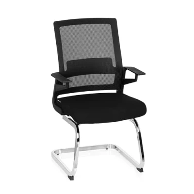 Afbeelding van hjh OFFICE 732060 bezoekersstoel Inventor V stof/netrug zwarte stoel cantilever met lendensteun