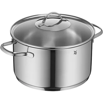 Afbeelding van WMF Provence Plus kookpan, hoog met glazen deksel 24 cm, vleespan 6,0 l, Cromargan roestvrij staal gepolijst, panninductie, ongecoat, ovenbestendig