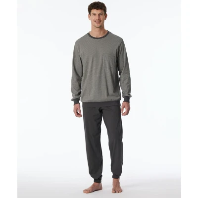 Afbeelding van Schiesser Comfort Essentials Pyjama, Heren, Maat: 54, Anthrazit