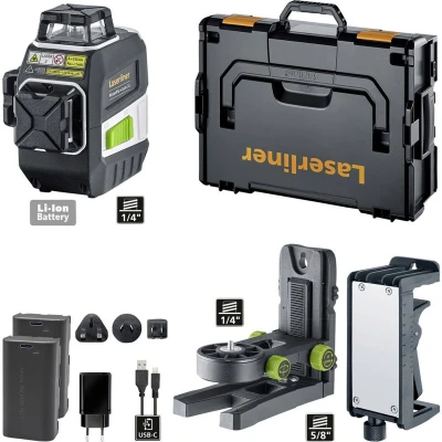 Afbeelding van Laserliner MasterPlane Laser 3G Pro 360 Kruislijnlaser Set In L boxx 3 Lijnen Groen 3x 55m IP64