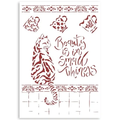 Afbeelding van Stamperia Stencil A4 Casa Granada Cat (KSG482) (DISCONTINUED)