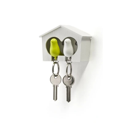 Afbeelding van Sparrow Keyring The Couple Witte En Groene Vogel van Qualy
