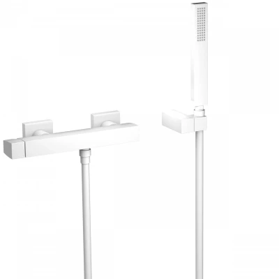 Afbeelding van Douchemengkraan Tres Slim Exclusive Opbouw Vierkant Mat Wit